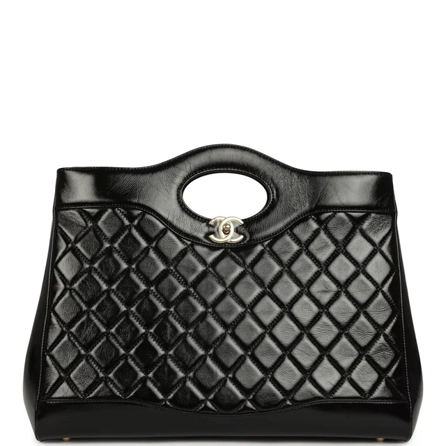 Chanel Large 31 Shopper Black Shiny Lambskin Light Gold Hardware in Black Lambskin from Madison Avenue Couture