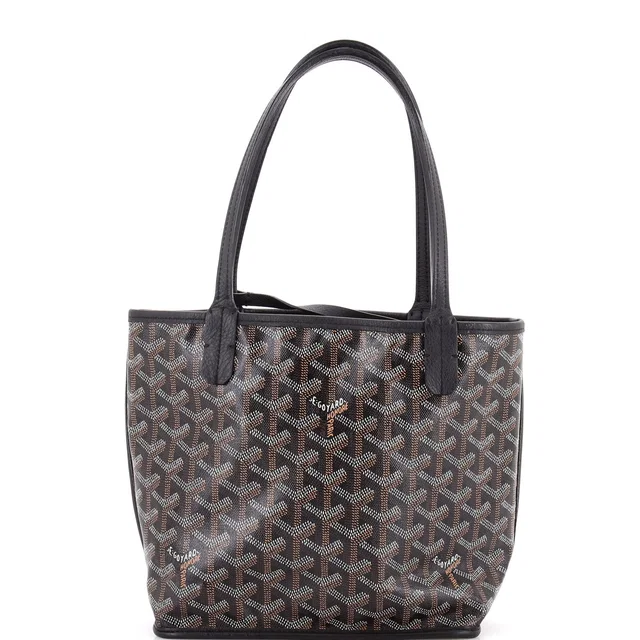 Goyard Anjou Reversible Tote Coated Canvas Mini in black Coated canvas from Rebag
