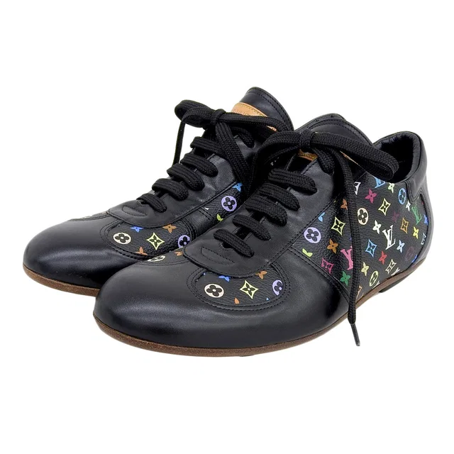 Louis Vuitton 2003 Monogram Multicolore Sneakers #6 Black/Multi in Black Leather from VINTAGE QOO TOKYO