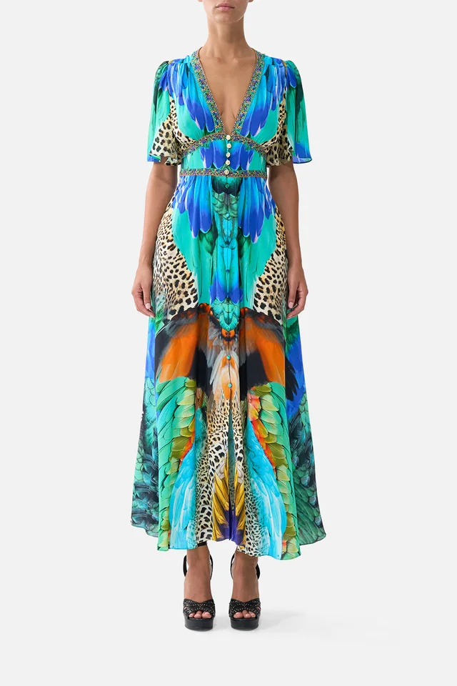 Camilla eBoutique SHAPED WAISTBAND DRESS WITH FLUTTER SLEEVES JUNGLE FLIGHT from CAMILLA, photo 1 of 1