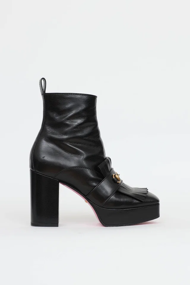 Gucci Hardware Ankle Platform Boot in Leather from VSP Consignment