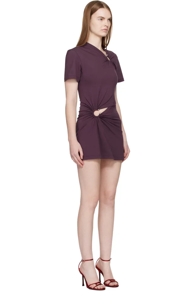 Rabanne Burgundy Piercing Mini Dress, photo 2 of 4 from SSENSE