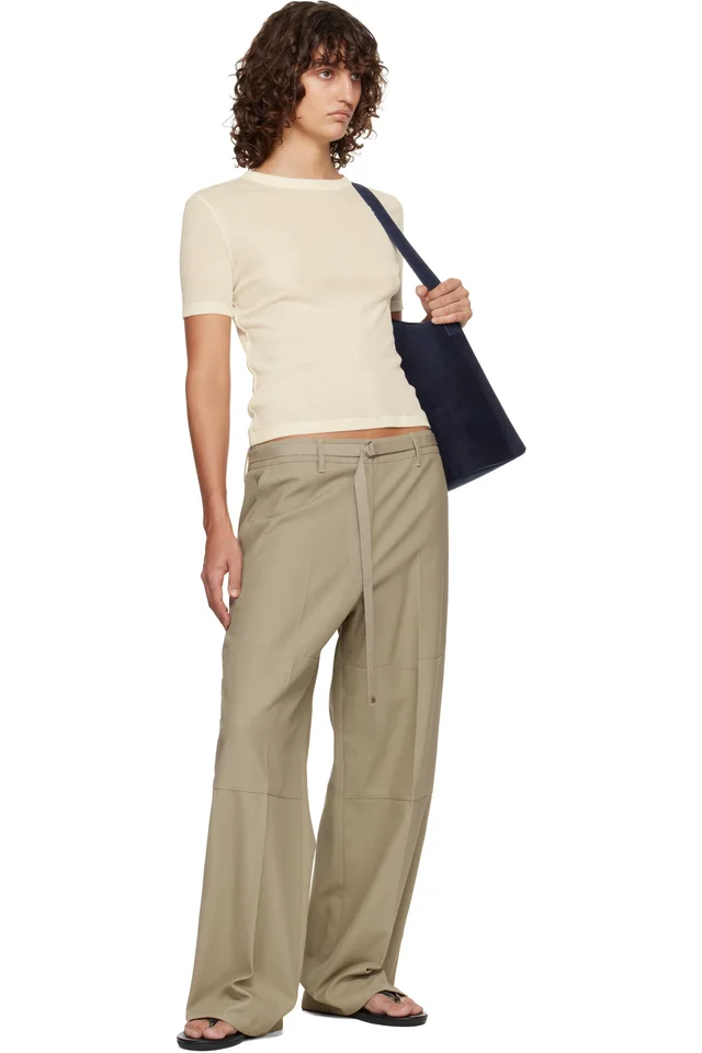 LE17SEPTEMBRE Beige Twill Paneled Trousers, photo 4 of 4 from SSENSE
