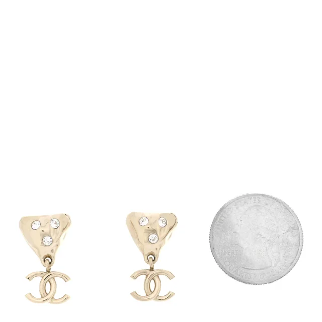 Chanel Crystal CC Drop Earrings Gold in Gold from FASHIONPHILE, photo 2 of 5