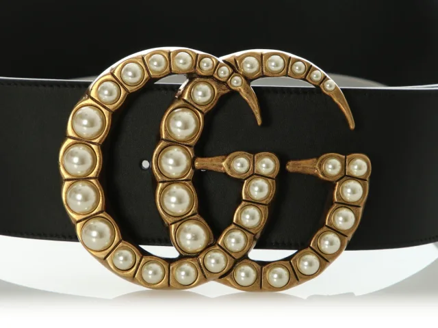 Gucci Moon Calfskin Pearl Double G 70mm Belt in Calfskin from Ann's Fabulous Finds, photo 2 of 6