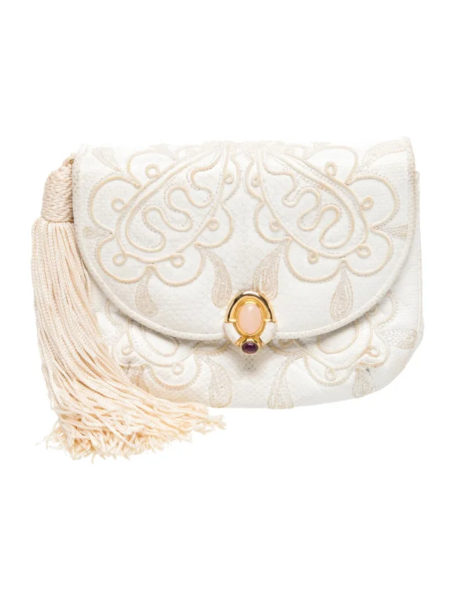 Judith Leiber Clutch in gold Satin from The RealReal