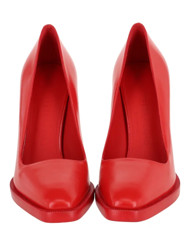 Salvatore Ferragamo Anser X5 Leather Pumps in red, photo 5 of 6 from ShopSimon