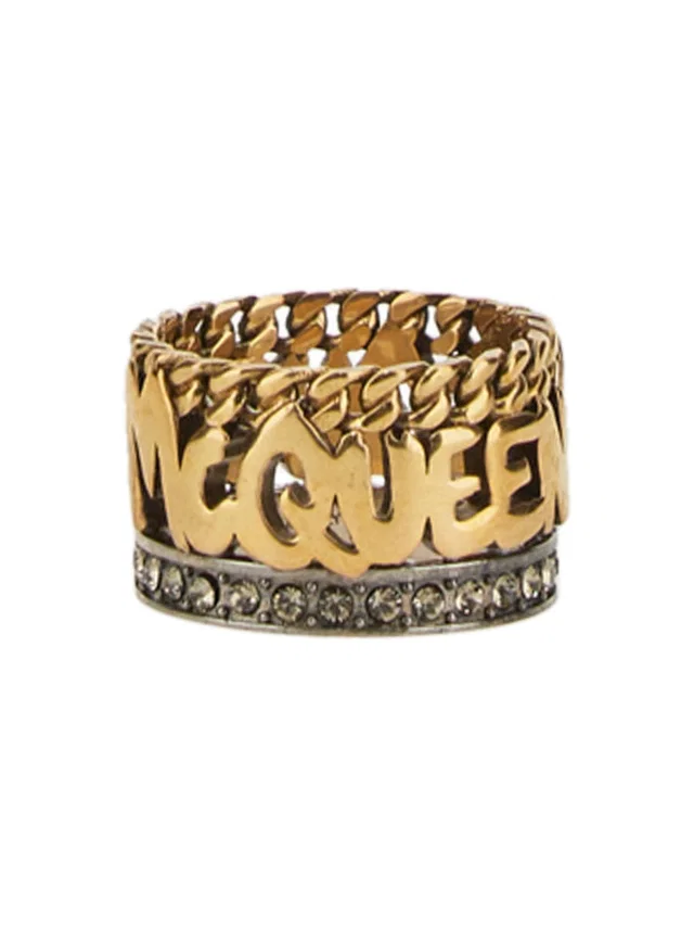 Alexander McQueen Graffiti Ring — Gold Brass Rings in Gold from HEWI