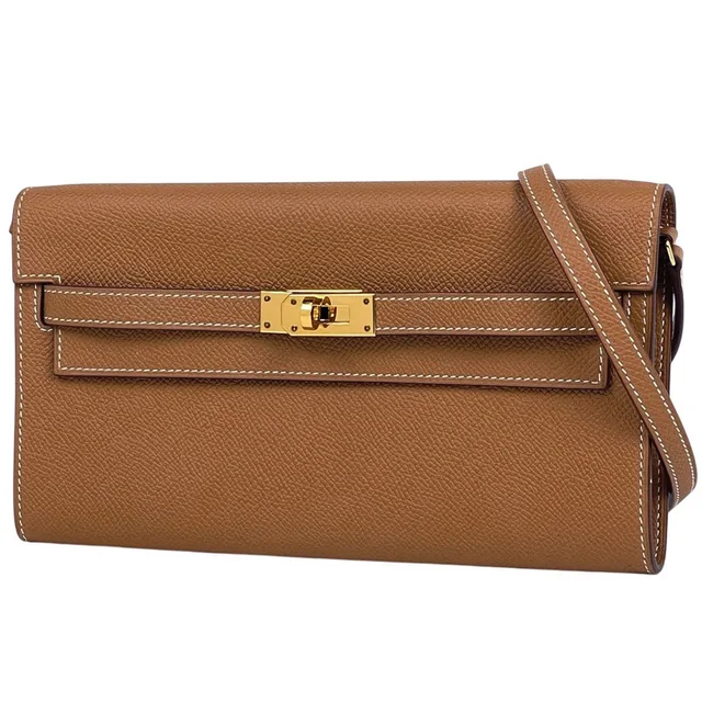 Hermès Kelly Long to Go Wallet on Chain Shoulder Bag Veau Epsom Gold in Gold Epsom leather from The Reluxe