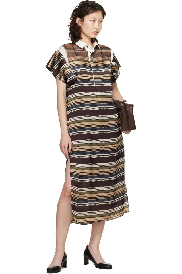 sacai Multicolor Horizontal Stripe Midi Dress, photo 4 of 4 from SSENSE