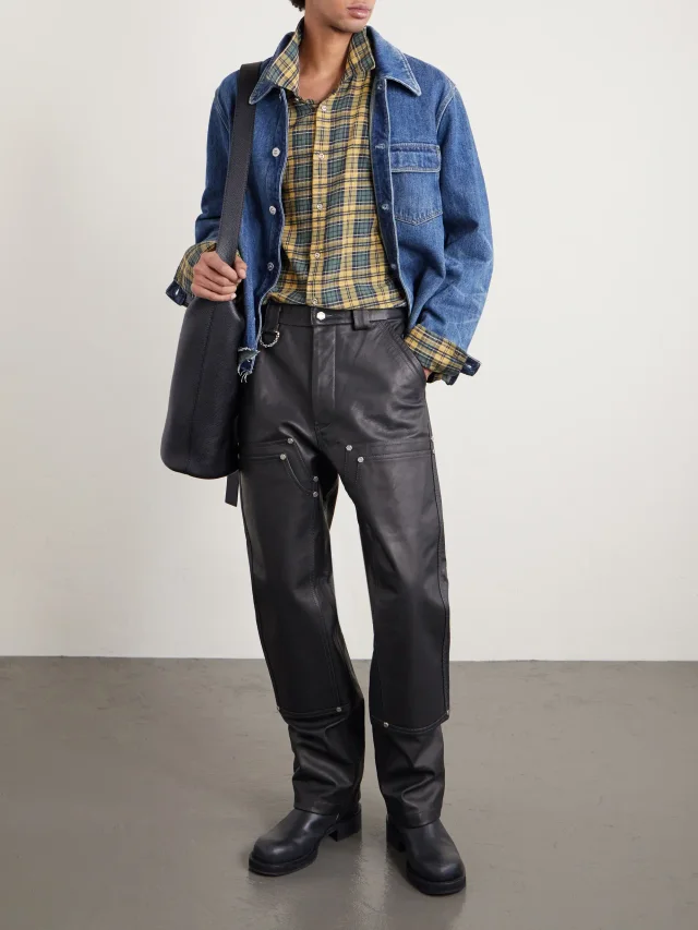 424 + HOORSENBUHS Straight-Leg Studded Leather Trousers $5,775 50% off $2,888 in Black, photo 2 of 2 from MR PORTER