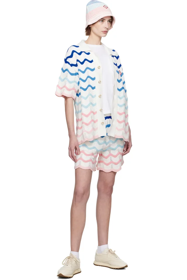 Casablanca Multicolor Gradient Wave Crochet Shorts, photo 4 of 4 from SSENSE