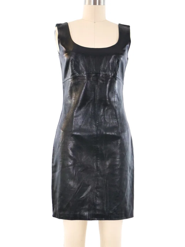 Dior Leather Mini Dress in Leather from Arcade Vintage