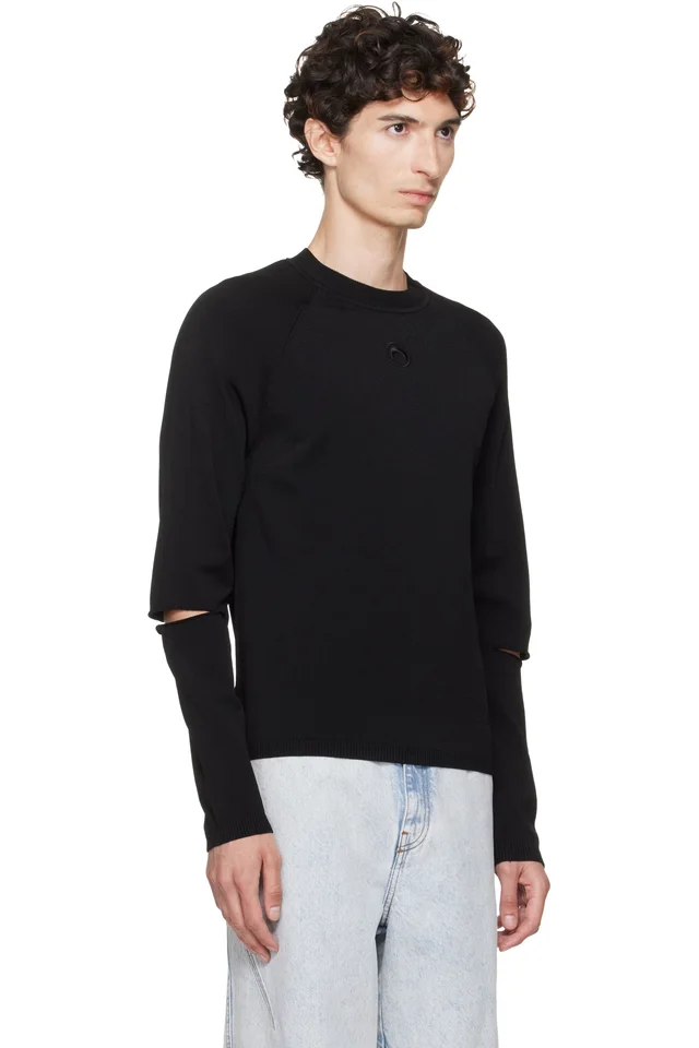 Marine Serre Black Moon Logo Knit Slit Sweater, photo 2 of 4 from SSENSE