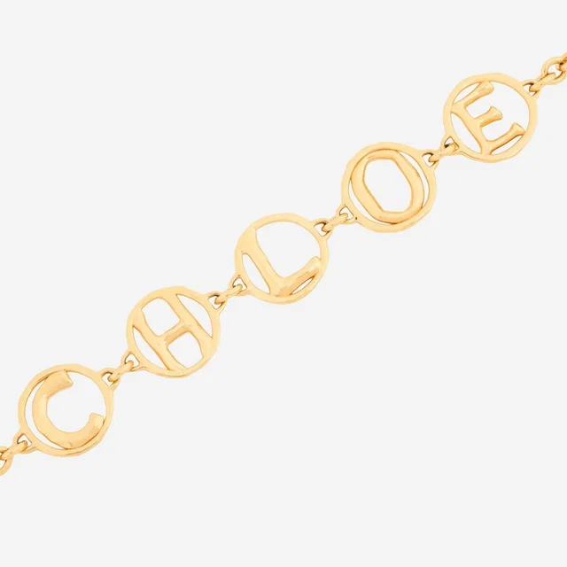 Chloé Logo Script Choker — Gold Brass Neckties in Gold from HEWI