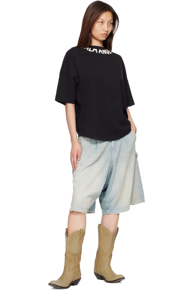 Palm Angels Black Neck Logo Over T-Shirt, photo 4 of 4 from SSENSE