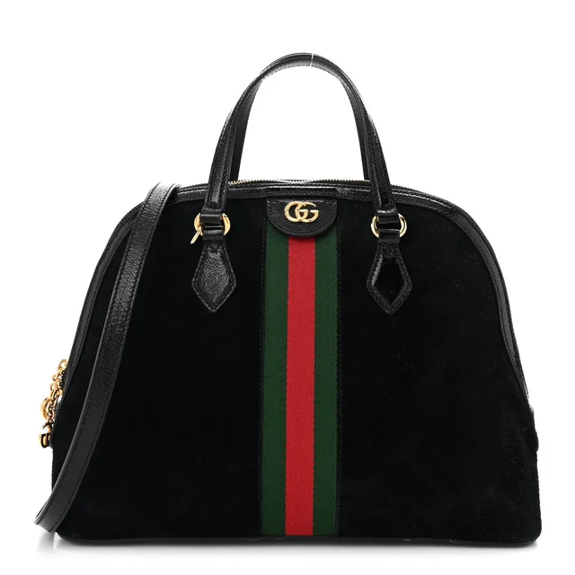 Gucci Ophidia Medium Top Handle Suede Bag - Black in Black Suede from H&T