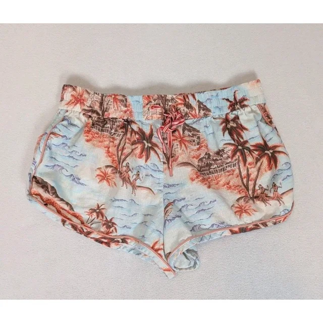 Zimmermann Linen Blend Shorts Size 3 Us 8 / 10 Pull On Tropical Print Waist 32" from Poshmark