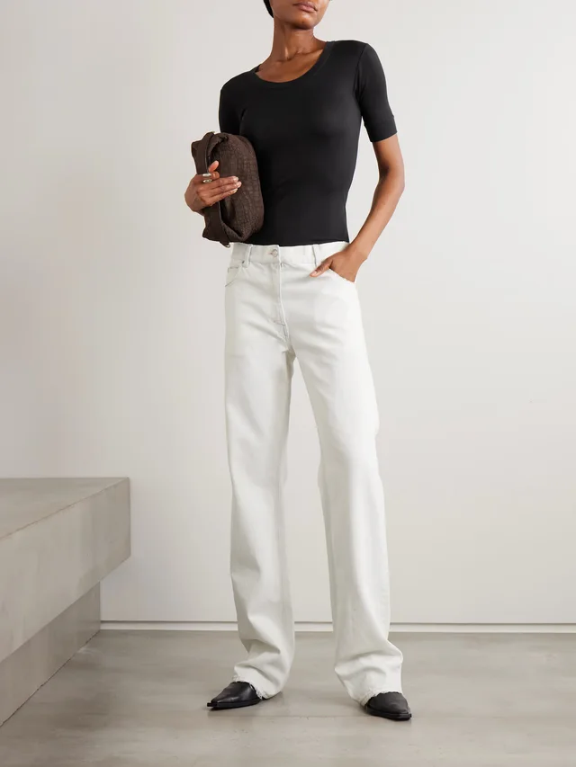 CALVIN KLEIN COLLECTION Aubriella ribbed stretch organic cotton-jersey T-shirt in Black, photo 2 of 2 from NET-A-PORTER (Canada)