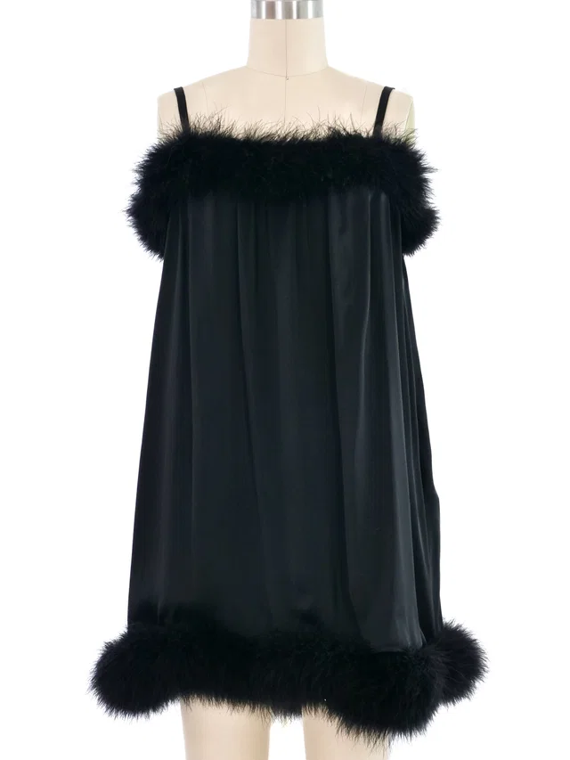 2021 Saint Laurent Feather Trimmed Slip Dress from Arcade Vintage