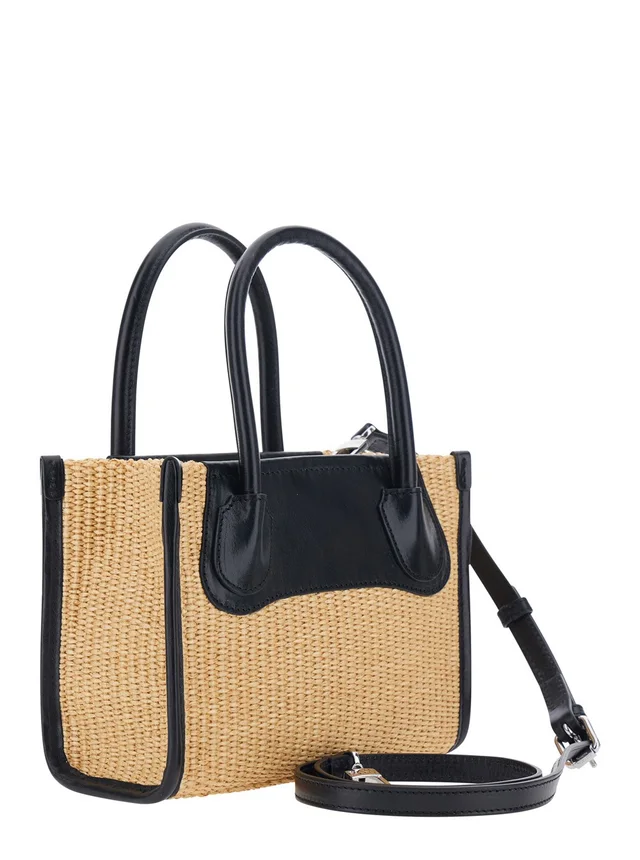 VIVIENNE WESTWOOD 'Troy' Beige Small Handbag with Logo Orb Embossed on the Front and Raffia Effect in Cotton Blend for Women in Beige 58% Cotton 42% Polyamide, photo 6 of 10 from Gaudenzi Boutique