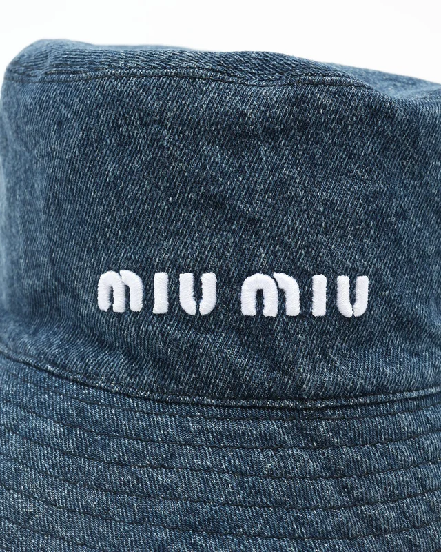 Miu Miu Logo Denim Bucket Hat, Size M in Denim from A Retro Tale, photo 4 of 5