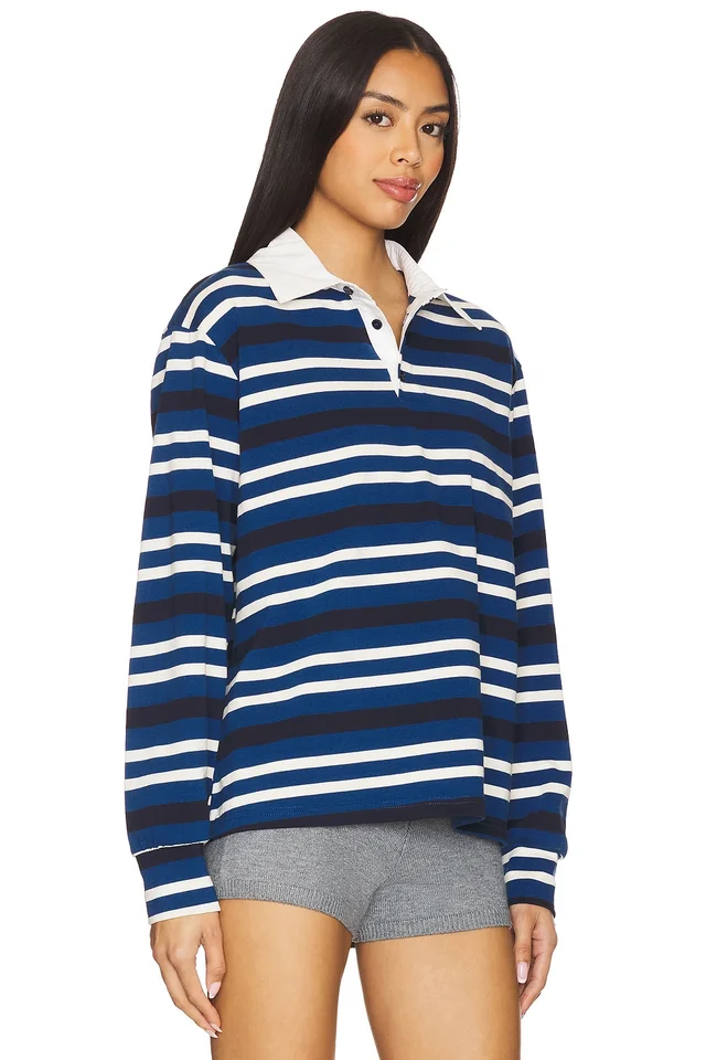 superdown Sashia Polo Top in Blue Stripe, photo 2 of 4 from REVOLVE (Canada)