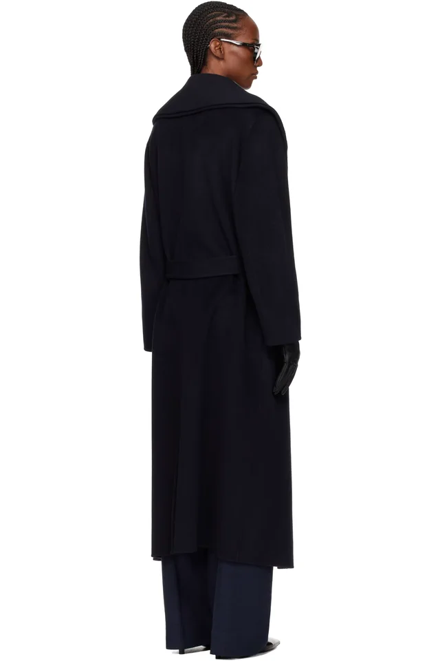 Róhe Navy Signature Double-Faced Scarf Coat, photo 3 of 4 from SSENSE