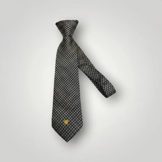 Versace Silk Tie Men Black Blue Medusa Head Micro Pattern Italy Luxury Designer in black|gray Silk from Poshmark