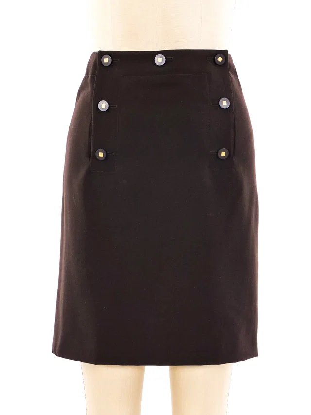 Chanel Chocolate Mini Skirt in Brown Wool from Arcade Vintage