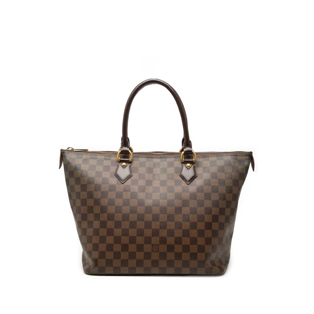 Brown Louis Vuitton Damier Ebene Saleya MM Tote Bag in Brown Canvas from Designer Revival