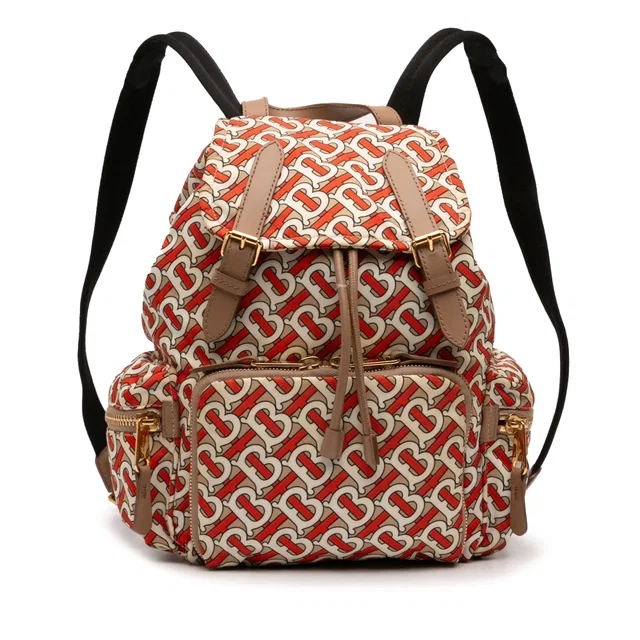 Brown Burberry Medium TB Monogram Nylon Backpack in Brown Nylon from Designer Revival