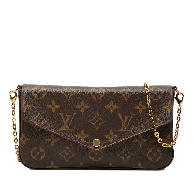 Brown Louis Vuitton Monogram Pochette Felicie Crossbody Bag in Brown Coated canvas from Designer Revival