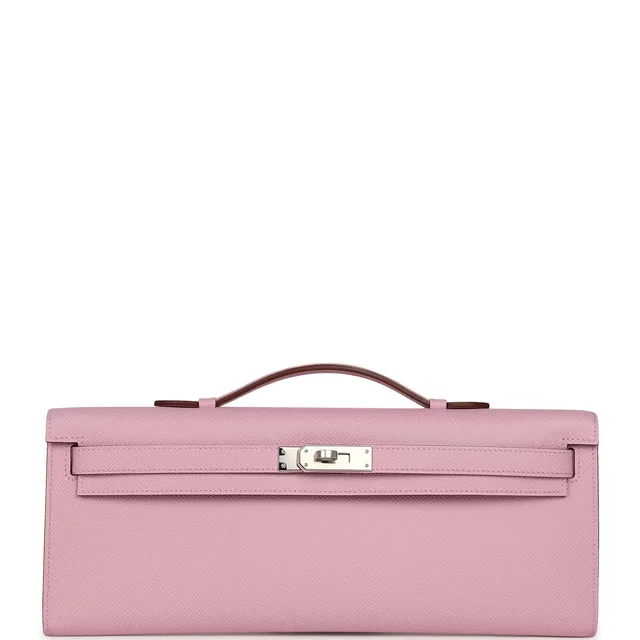 Hermès Kelly Cut Mauve Sylvestre Epsom Palladium Hardware in Epsom leather from Madison Avenue Couture