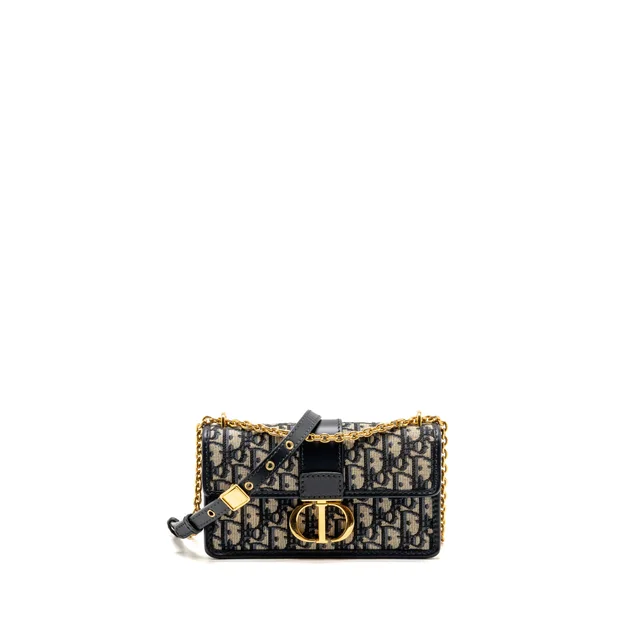 30 Montaigne East-West Bag with Chain Dior Oblique Jacquard/Calfskin Navy GHW in Navy Calfskin from EMIER