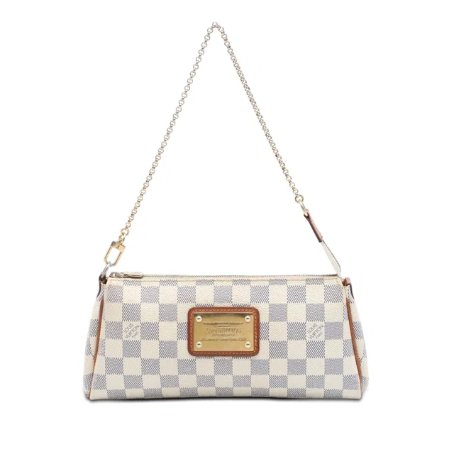 White Louis Vuitton Damier Azur Eva Satchel in White Canvas from Designer Revival