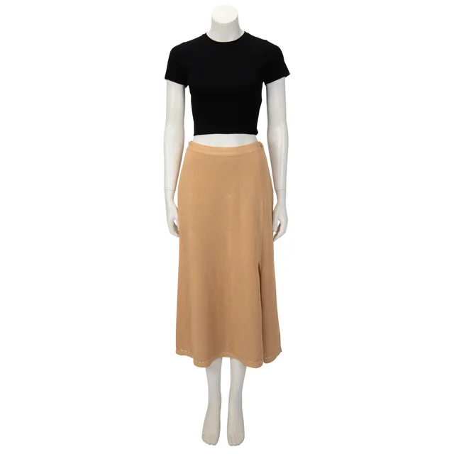 Chanel Knitted CC Midi Skirt FR 42 in Natural from Blue Spinach