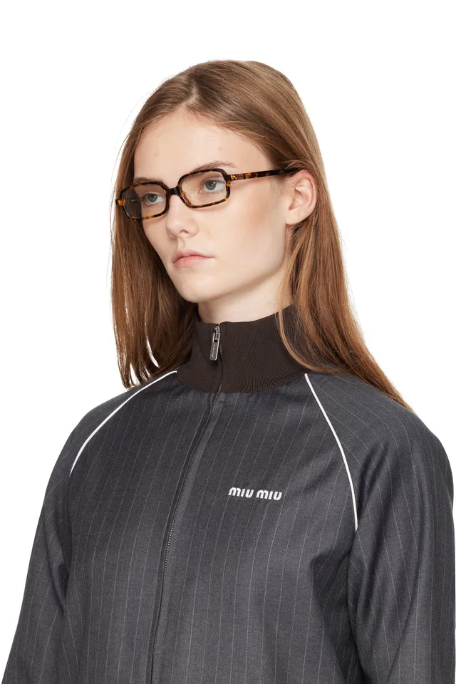 Miu Miu Eyewear Brown Miu Regard Blue Light Glasses, photo 4 of 4 from SSENSE