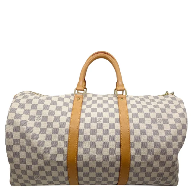 Louis Vuitton Keepall 50 Damier Azur Travel Bag White in White Coated canvas from Dallas Designer Handbags
