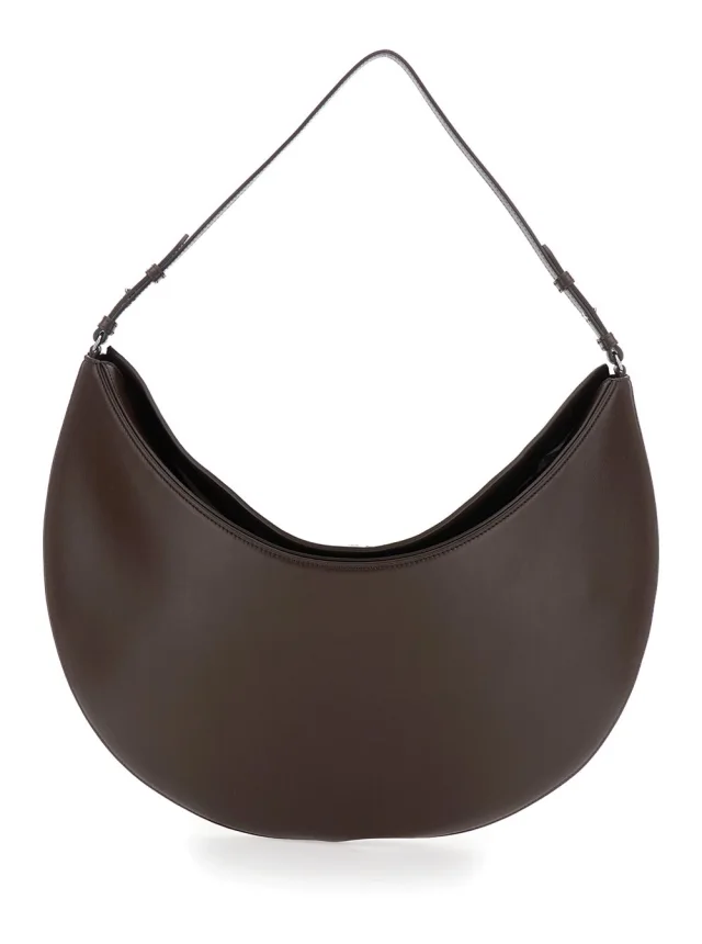 'Le Calisso Rond Large' Brown Shoulder Bag with Adjustable Strap and Embossed Logo in Leather Woman in Brown, image 1 of 1 from Gaudenzi Boutique
