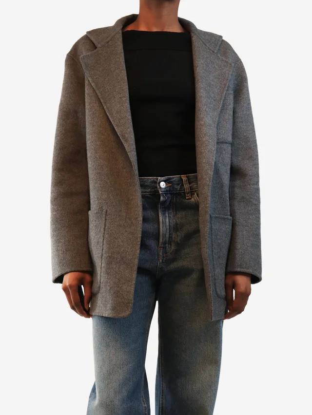TOTEME Grey wool patch pocket jacket - size UK 6 in Grey Wool from Sign of the Times