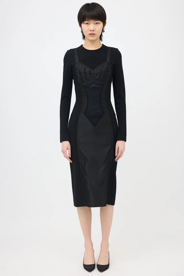 Dolce & Gabbana Dress Panelled Dress in Satin from VSP Consignment