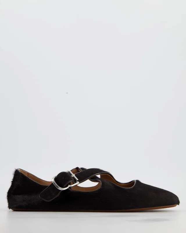 Alaïa Brown Cross-Over Calf-Hair Ballet Flats Size EU 40 in Brown from Sellier