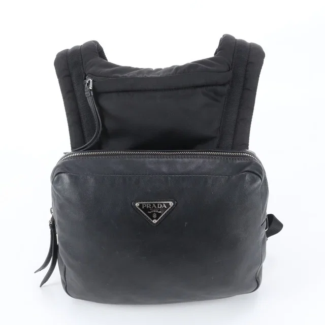 Prada White Tag Triangle Logo Leather Backpack Business in White Leather from The Reluxe