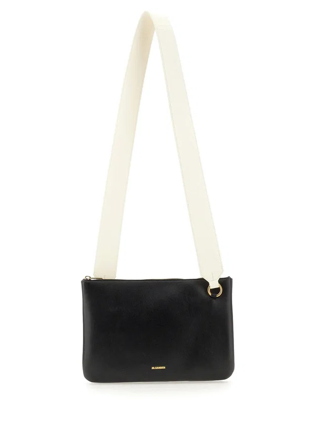 Jil Sander Shoulder Bag — Black Sheepskin in Black Leather from HEWI