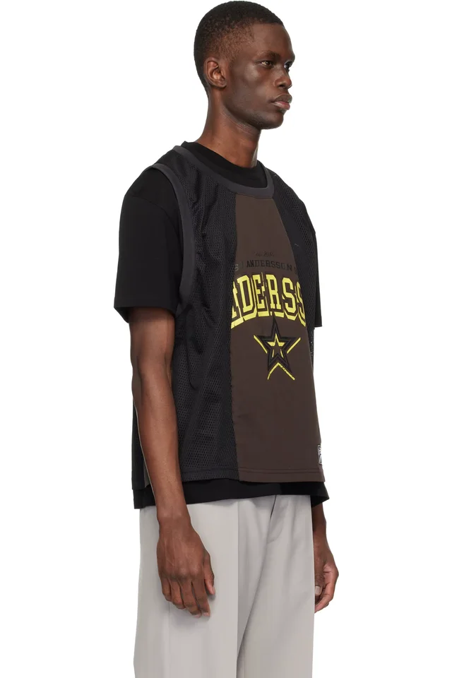 Andersson Bell Black & Brown Basketball Jersey Layered T-shirt, photo 2 of 4 from SSENSE