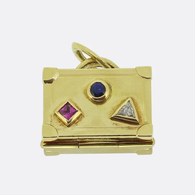 Tiffany & Co. Diamond Sapphire and Ruby Suitcase Charm Pendant from The Vintage Jeweller