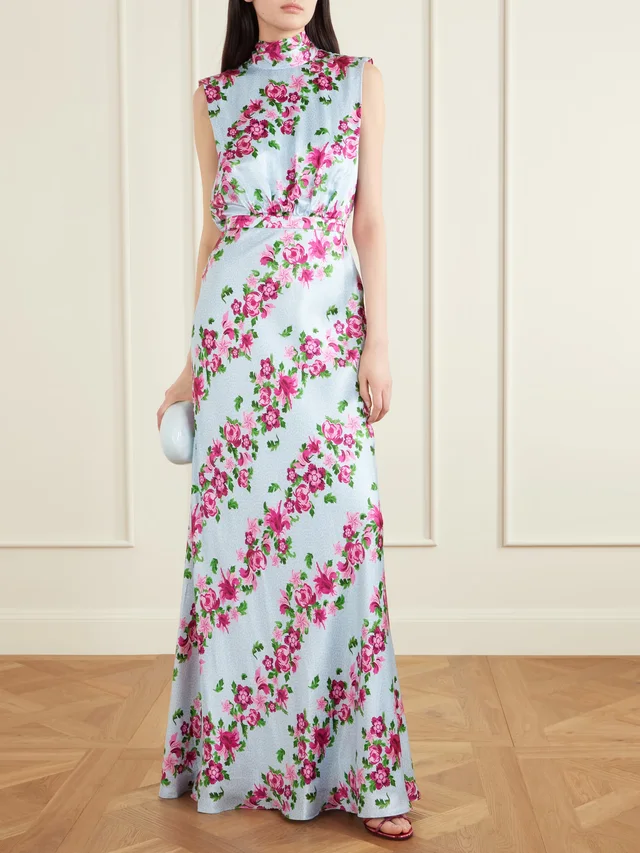SALONI Fleur printed satin halterneck gown, photo 2 of 2 from NET-A-PORTER (Canada)
