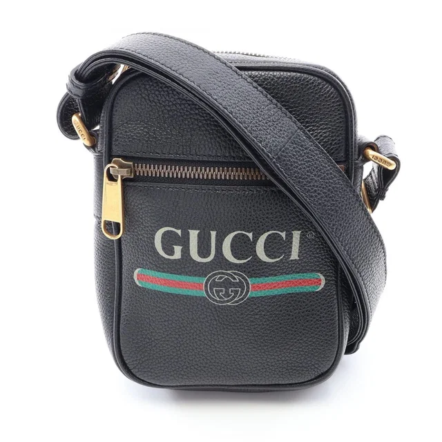 Gucci Shoulder Bag Webbing Line Black Green Red Leather Vintage Logo Sherry in Black Leather from The Reluxe