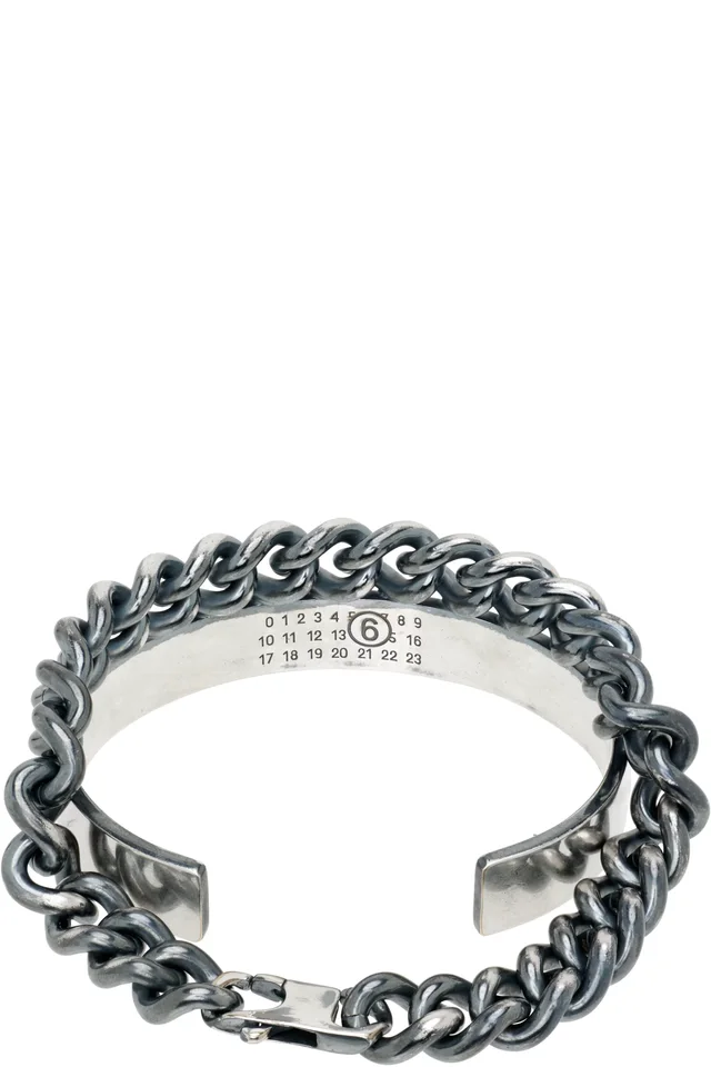 MM6 Maison Margiela Chain Cuff Bracelet, photo 2 of 2 from SSENSE